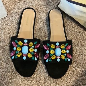 Shoedazzle black slide sandals